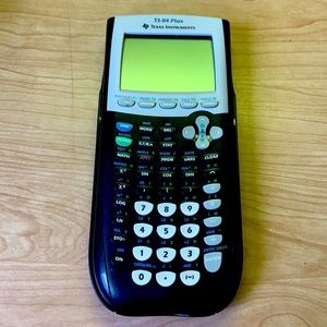 blue TI-84 Texas Instruments graphing calculator.